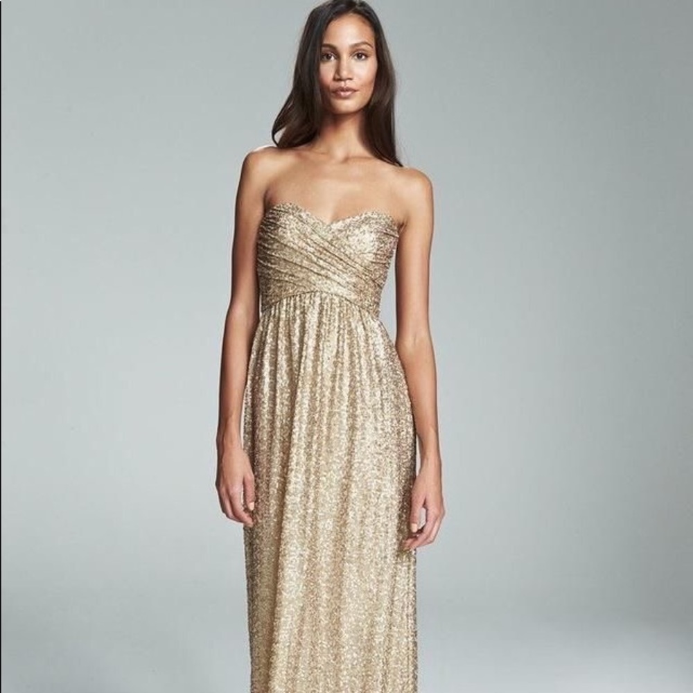 NWOT Gold sequin maxi dress Amsale